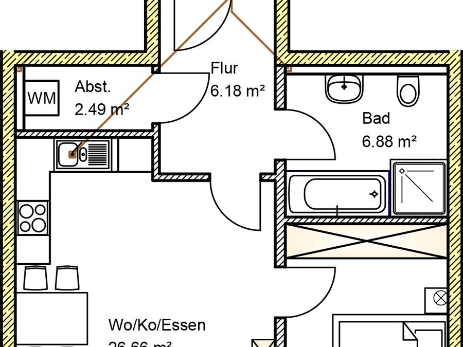 2 Zimmer Wohnung 2 im EG in Winzer
